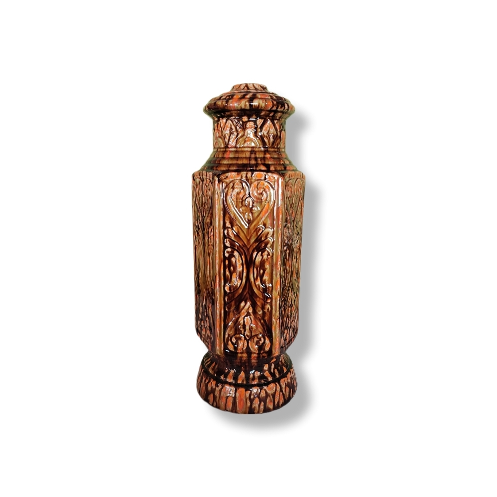 Tall Vintage 60s 70s Lamp Base Glazed Brown Orange